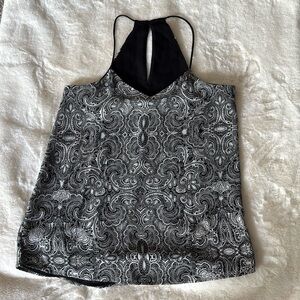 Express reversible black & black/white paisley top